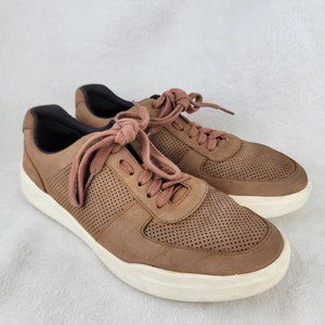 Cole Haan Mens Light Brown Leather Grand Crosscourt Modern Perf Sneakers Size 9W